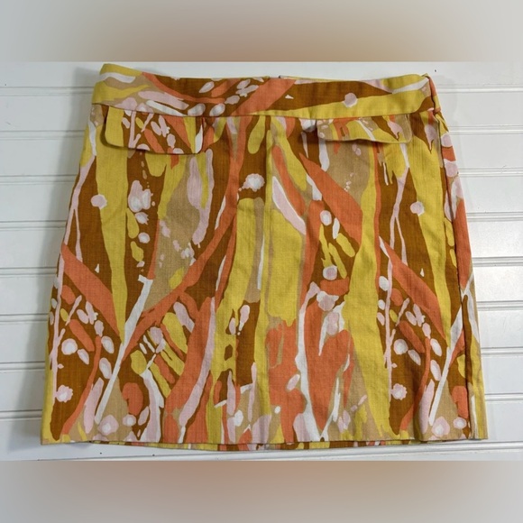 J. Crew Limoncello Mini Skirt Womens Size 8 Orange Yellow Brown Zipper - Picture 8 of 16